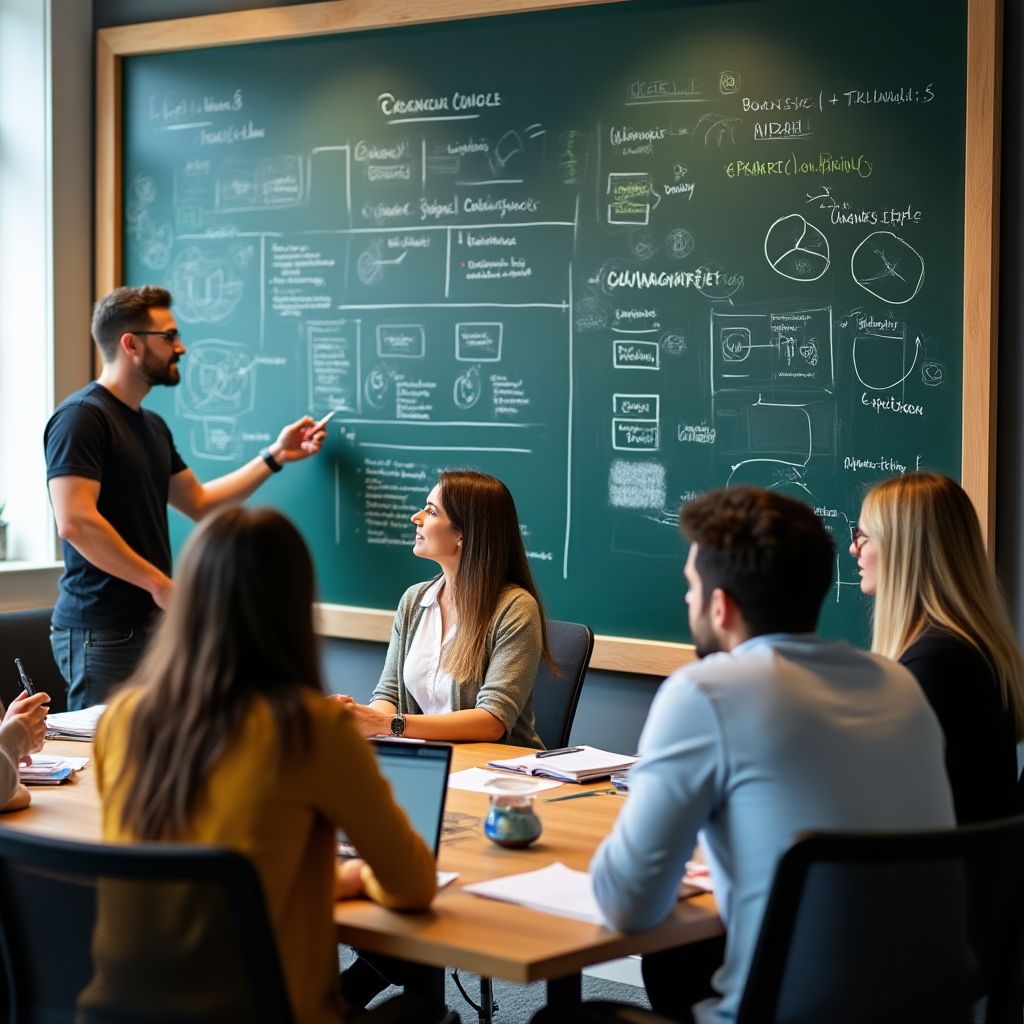 Equipo en sesión de planificación estratégica